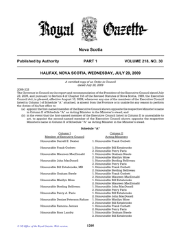 NS Royal Gazette Part I