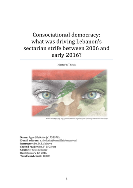 Consociational Democracy: What Was Driving Lebanon's Sectarian Strife Between 2006 and Early 2016?
