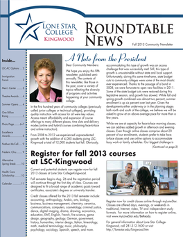 Roundtable News Fall 2013 Community Newsletter