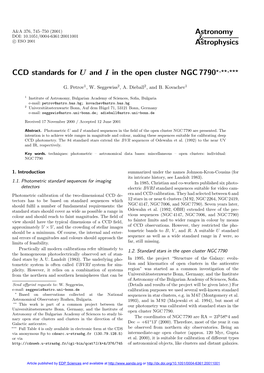 CCD Standards for U and I in the Open Cluster NGC 7790?,??,???