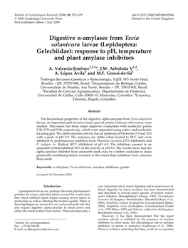 Digestive Α-Amylases from Tecia Solanivora Larvae (Lepidoptera