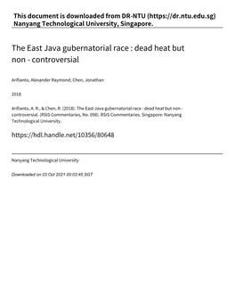 The East Java Gubernatorial Race : Dead Heat but Non ‑ Controversial