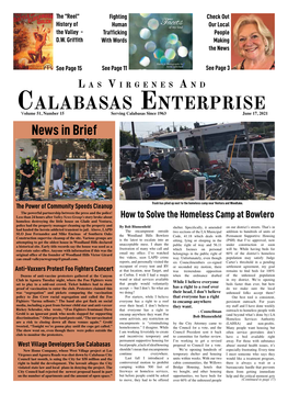 Calabasas Enterprise Volume 51, Number 15 Serving Calabasas Since 1963 June 17, 2021 News in Brief