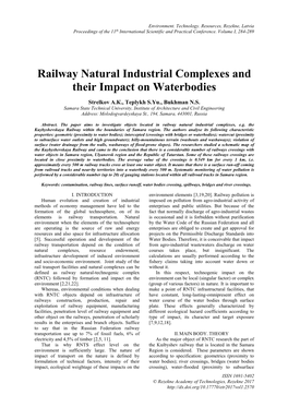 Railway Natural Industrial Complexes and Their Impact on Waterbodies