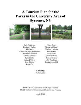 A Tourism Plan for the Parks in the University Area of Syracuse, NY