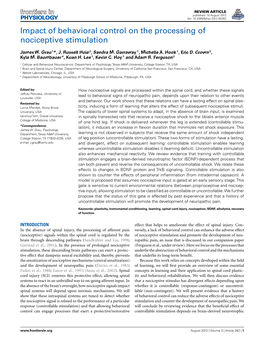 Impact of Behavioral Control on the Processing of Nociceptive Stimulation