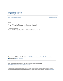 The Violin Sonata of Amy Beach