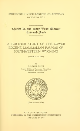 A Further Study of the Lower Eocene Mammalian Faunas of Southwestern Wyoming