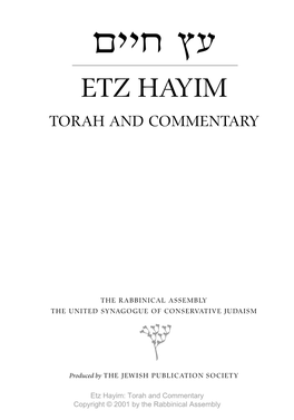 Etz Hayim Torah and Commentary