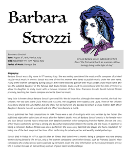 Barbara Strozzi – Biography