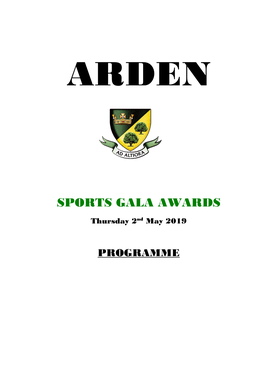 Arden Sports Gala Awards May 2019 Programme