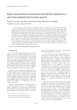 Insect Pollinators of Conference Pear (Pyrus Communis L.) and Their Contribution to Fruit Quality