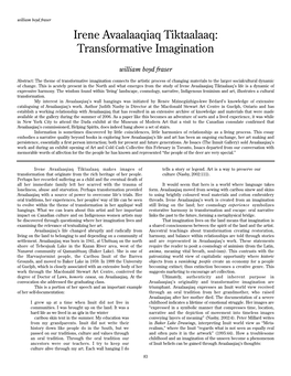 Irene Avaalaaqiaq Tiktaalaaq: Transformative Imagination