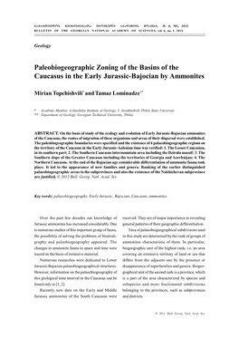 Paleobiogeographic Zoning of the Basins of the Caucasus in the Early Jurassic-Bajocian by Ammonites