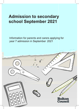 Admission to Secondary School September 2021