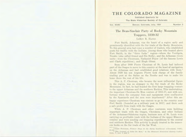 THE COLORADO MAGAZINE Published Quarterly by T He State H Istorica L Societ Y of Colorado