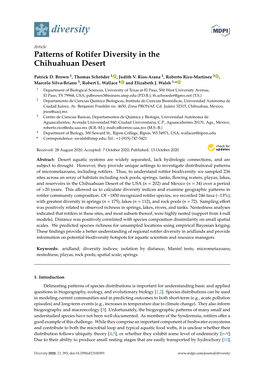 Patterns of Rotifer Diversity in the Chihuahuan Desert