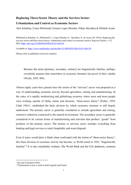 Urbanization and Control As Economic Sectors Alex Schafran, Conor Mcdonald, Ernesto Lopez Morales, Nihan Akyelken & Michele Acuto