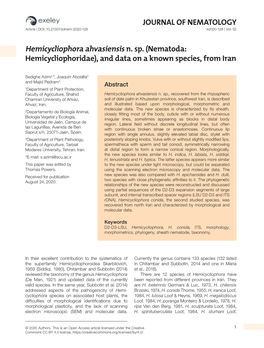 JOURNAL of NEMATOLOGY Hemicycliophora