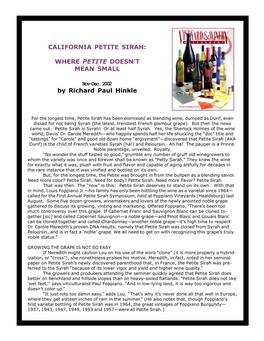California Petite Sirah: Where Petite Doesn't Mean Small
