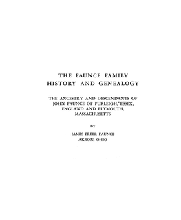 The Faunce Family History and Genealogy