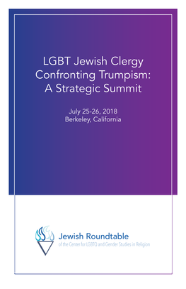 LGBT Jewish Clergy Confronting Trumpism: a Strategic Summit