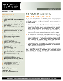 The Future of Amazon.Com Report Highlights