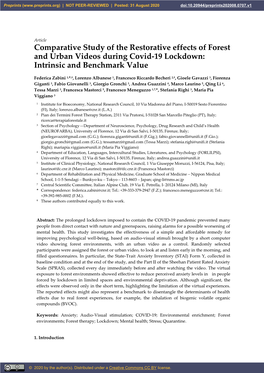 Comparative Study of the Restorative Effects of Forest and Urban Videos During Covid-19 Lockdown: Intrinsic and Benchmark Value