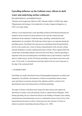 Upwelling Influence on the Galician Coast