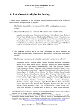 H2020 Eligible Countries