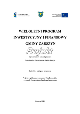 Wieloletni Program Inwestycyjny I Finansowy Gminy Zarszyn