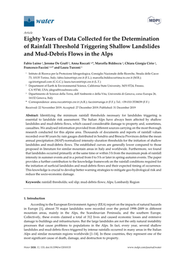 Eighty Years of Data Collected for the Determination of Rainfall Threshold Triggering Shallow Landslides and Mud‐Debris Flows in the Alps