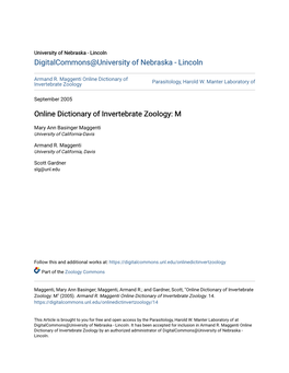 Online Dictionary of Invertebrate Zoology Parasitology, Harold W