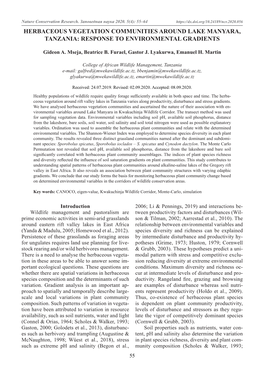 Herbaceous Vegetation Communities Around Lake Manyara, Tanzania: Response to Environmental Gradients