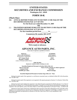 ADVANCE AUTO PARTS, INC. (Exact Name of Registrant As Specified in Its Charter) ______