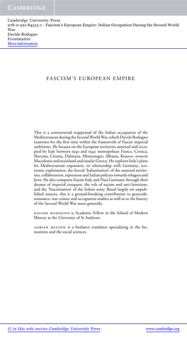 Fascism's European Empire