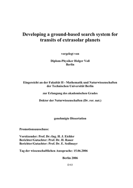 Developing a Ground-Based Search System for Transits of Extrasolar Planets