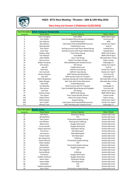 HQ53 - BTCC Race Meeting - Thruxton - 18Th & 19Th May 2019