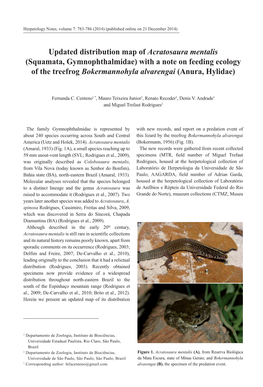 Updated Distribution Map of Acratosaura Mentalis (Squamata