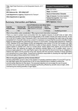 Night Flights Impact Assessment