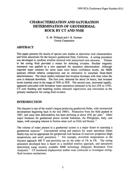 1995: Characterization and Saturation Determination of Geothermal Rock