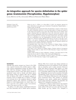 An Integrative Approach for Species Delimitation in the Spider Genus Grammostola (Theraphosidae, Mygalomorphae)