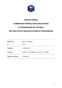 Procès-Verbal Commission Fédérale Des
