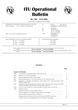 ITU Operational Bulletin