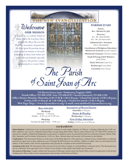 The Parish Ofsaint Joan of Arc PARISH STAFF