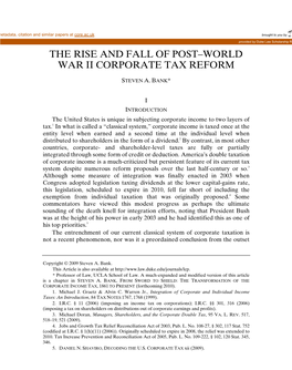 The Rise and Fall of Postâ•ﬂworld War II Corporate Tax Reform