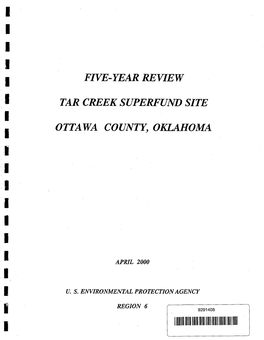 Five-Year Review Tar Creek Superfund Site Ottawa County, Oklahoma
