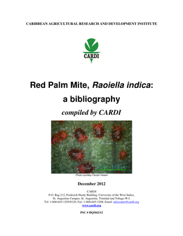 Red Palm Mite, Raoiella Indica: a Bibliography