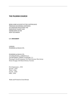 The Pilgrim Church by E.H. Broadbent