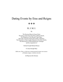 Dating Events by Eras and Reigns   